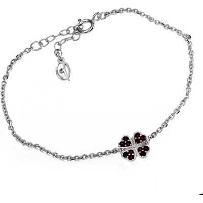 Zlatnictví Zlatíčko stříbrný náramek čtyřlístek s granáty 970.00005