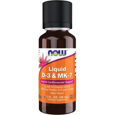 NOW NOW Vitamin D-3 Liquid plus MK-7, 30 ml