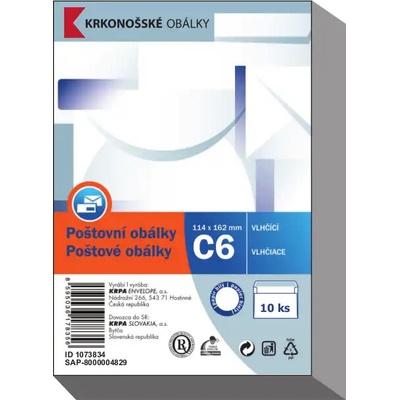 Poštové obálky C6, 114x162 mm samolepiace / 10 ks balenie
