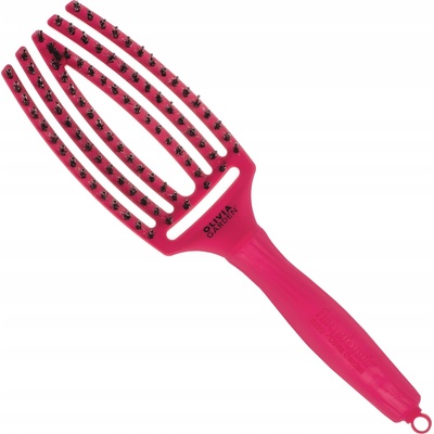 Olivia Garden Finger Brush kefa na vlasy masážna 6-radová stredná Hot pink