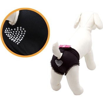 Camon Microfiber Dog Pants with Bow - бански/ хигиенни гащи за разгонени женски кучета, микрофибър розови 40 см. -черни