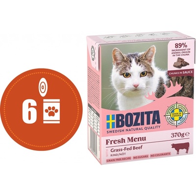 Bozita Cat kousky v omáčce s hovězím 6 x 370 g