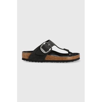 Birkenstock Кожени джапанки Birkenstock Gizeh Big Buckle в черно с равна подметка 1023334 (1023334)