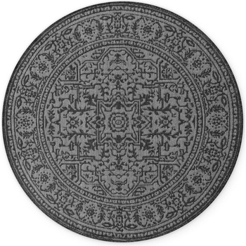 Hanse Home Черно-бял кръгъл килим за открито и закрито ø 160 cm Duet Kona - NORTHRUGS (106248-160)