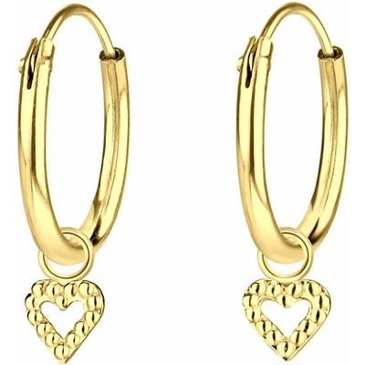 Nefertitis 11557 Stříbrné kruhové náušnice GOLD HEART NF56637