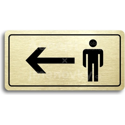 ACCEPT Piktogram WC MUŽI VLEVO - zlatá tabulka - černý tisk