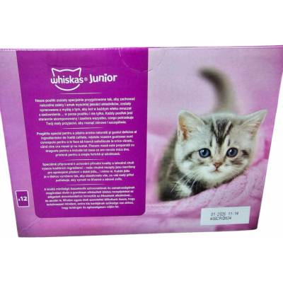Whiskas Junior klasické pokrmy hovězí kuře jehně drůbeží ve šťávě 12 x 85 g