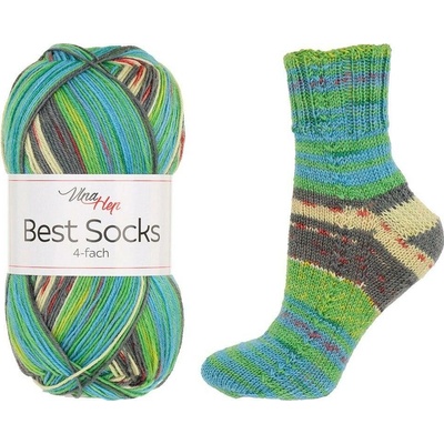 Vlna - Hep příze Best Socks 7385 jarní zelená, modrá, šedá