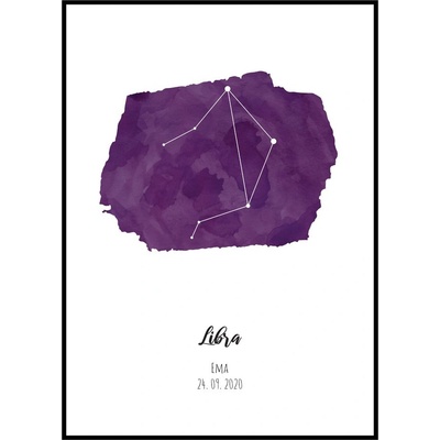 Jen tak z lásky Plakát Znamení zvěrokruhu na míru Rozměr plakátu: 50 x 70 cm, Znamení zvěrokruhu: Panna, Barevné provedení: Fialová, Tvar podkladu: Tah štětce – Zboží Mobilmania