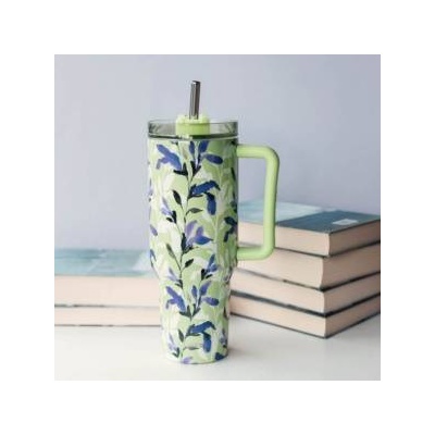 QUOKKA Stream - Stainless steel thermal mug 1200 ml with straw (Matcha)