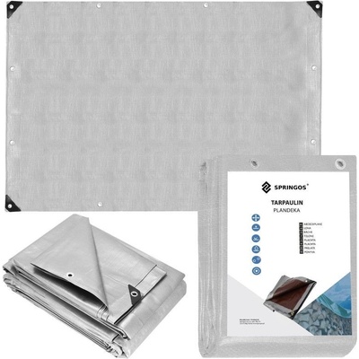 Springros krycí plachta s oky 4 x 7 m extra silná 210g PE stříbrná PROTECT GA2142-XG