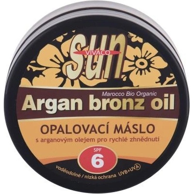 Vivaco Sun Argan Bronz Oil Suntan Butter SPF6 Vodoodolné opaľovacie maslo s arganovým olejom pre rýchle zhnednutie 200 ml