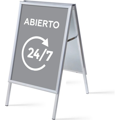 Jansen Display Set reklamního áčka A1, Otevřeno 24/7, šedý, španělsky, 639 x 1094 mm