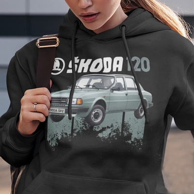 Mikina s potlačou ŠKODA 120 dámsky Čierna