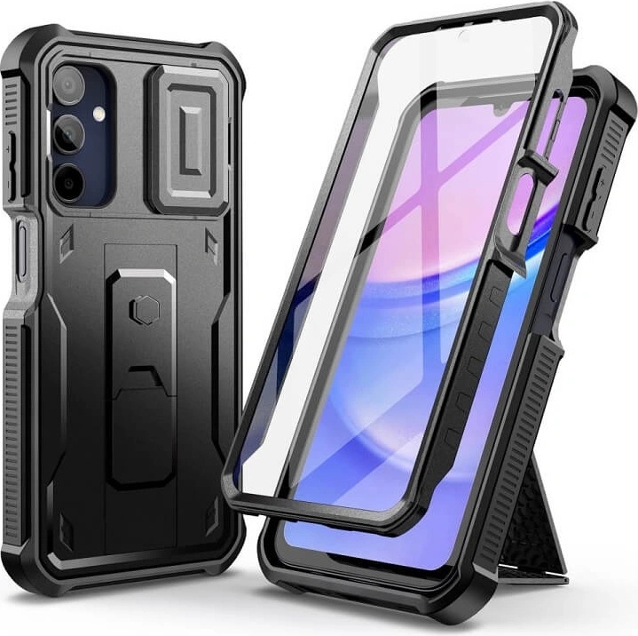 Tech-Protect Противоударен Калъф с Плъзгач за Камера за Samsung A35, Tech-Protect Kevlar Cam Plus Case, Черен (5906302307920)