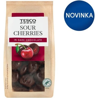 Tesco Višne kandizované v horkej čokoláde 120 g