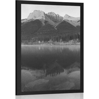 Plakát západ slunce nad Dolomity v černobílém provedení - 30x45 black