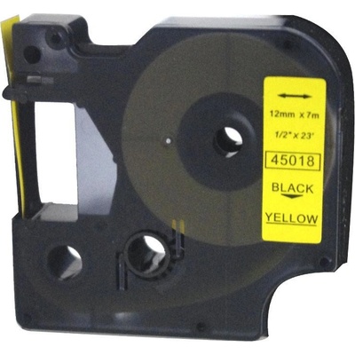 Label Dymo D1 45018 - kompatibilná páska - 12mm, čierne písmo / žltý podklad