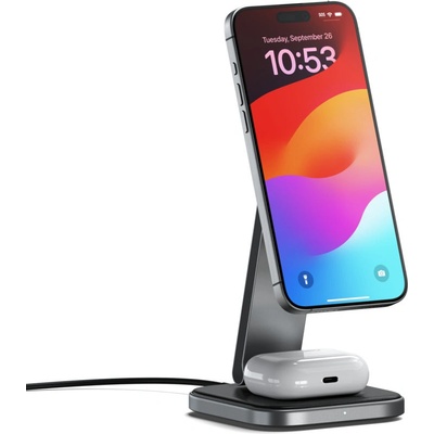 Satechi 2-in-1 Foldable Qi2 Wireless Charging Stand - Space Gray (ST-Q21FM)