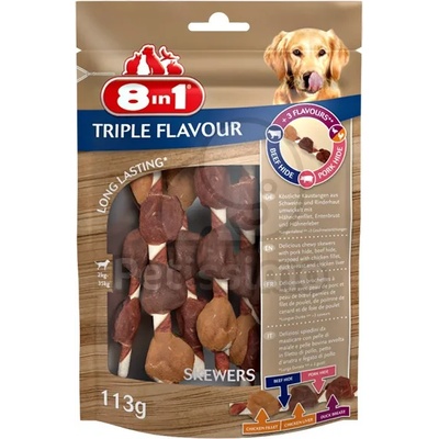 8in1 Triple Flavour Skewers - Лакомство за награда, троен аромат в шишчета 113 г