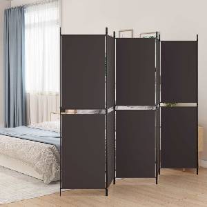 vidaXL Параван за стая, 5 панела, кафяв, 250x180 см, плат (350219)