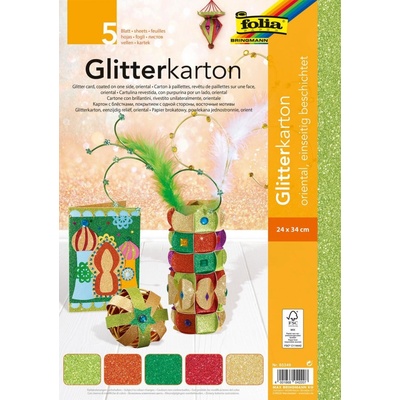 Folia Bringmann Glitrový karton 230 g 5 ks oriental