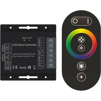 Bezdrátový RGB LED ovladač, 12–24V, s RJ45 synchronizací
