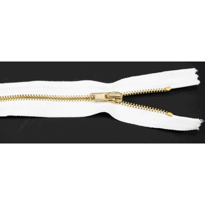Nedeliteľný kovový mosadzný zips č.3 viac farieb - dĺžka (10 - 25 cm) 20 cm Smotanová