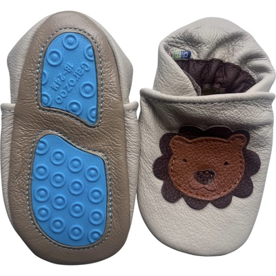 Carozoo kožené capáčky s gumovou podrážkou lvíček béžová – Zboží Mobilmania