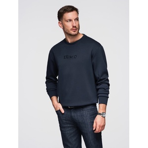 Ombre Clothing Мъжки суитшърт с блестящ печат на гърдата - тъмносин V4 OM-SNBC-0199 Ombre Clothing Ombre Clothing | Sin | МЪЖЕ | S