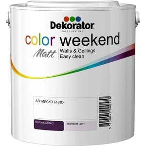 Dekorator Цветен латекс DEKORATOR Color Weekend Matt Алпийско бяло- 2.5 литра (11-367)