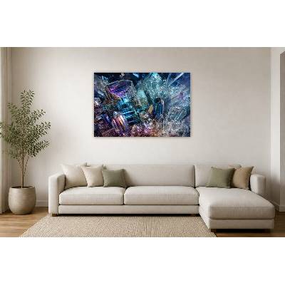 Obraz na plátně – Tyrkysové a fialové krystalické struktury 135 × 90 cm