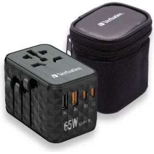 Verbatim Адаптер, Verbatim UTA-05 GaN III Universal Travel Adapter with 2 x USB-C PD 65W (32120)