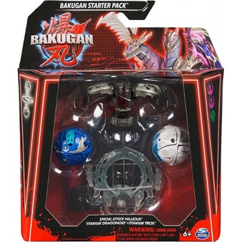 Spinmaster Bakugan Starter Pack Special Attack Nillious titanium Dragonoid titanium Trox