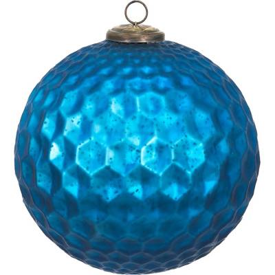 Clayre & Eef Modrá vánoční skleněná koule XL Ø 25*25 cm