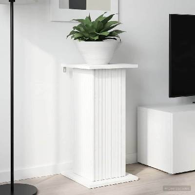 vidaXL Стойка за растения Бяло 30, 5 x 30 x 60, 5 см Инженерна дървесина (899780)