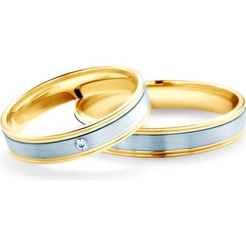 Image 1 of SAVICKI Сватбени халки: двуцветно злато, плоски. 4 мм