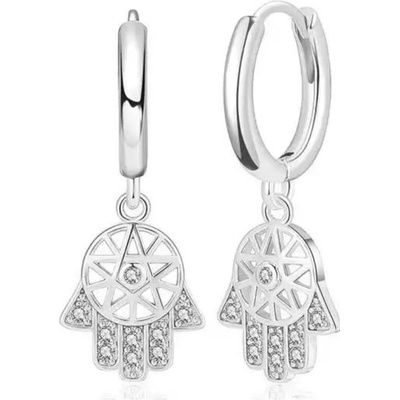 Olivie strieborné náušnice HAMSA 8262