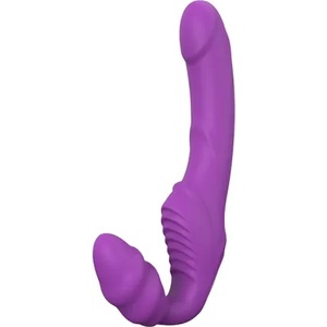 DreamToys Мощен strapless страп-он с презаредимо вибриращо дилдо Double Dipper лилав