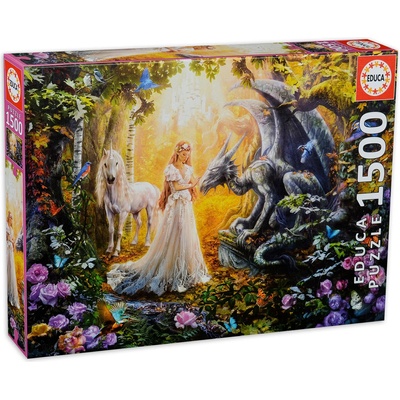 Educa Пъзел Educa от 1500 части - Дракон, принцеса и еднорог (EDU17696)