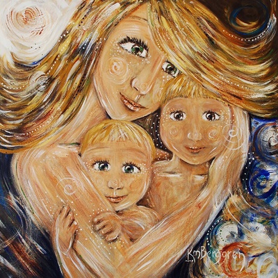 Диамантен Гоблен "Майка" - 50 x 50 см, Кръгли мъниста