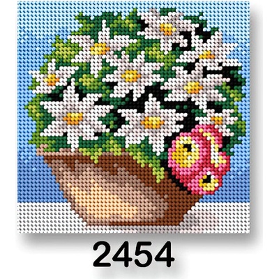 VTC Vyšívací předloha 70244 2454 květiny 10 na modré 15x15cm