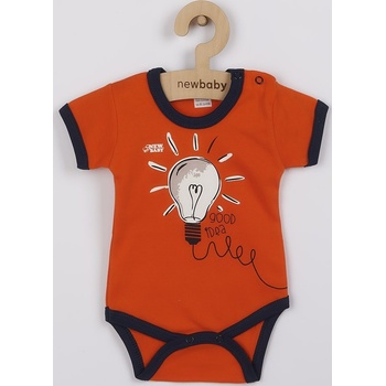New Baby Dojčenské bavlnené body s krátkym rukávom Happy Bulbs Oranžová