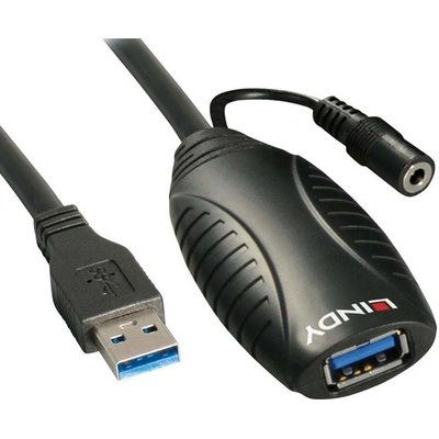 Lindy Кабел Lindy 43099, от USB Type A(м) към USB Type A(ж), 15m, черен, удължителен (LNY-43099)