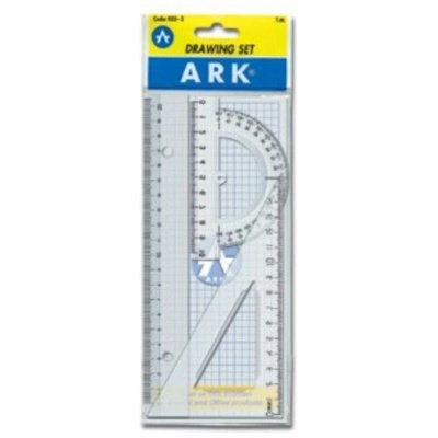 ARK Чертожен комплект Ark 023-2, съдържа транспортир, тръгълник, линя, прозрачни (OK18023)