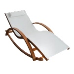 HORECANO Дървен шезлонг с текстилен тип люлка 172x72x70cm КРЕМ (ODF502) (0166265)