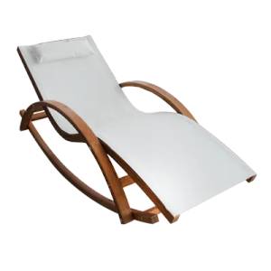HORECANO Дървен шезлонг с текстилен тип люлка 172x72x70cm КРЕМ (ODF502) (0166265)