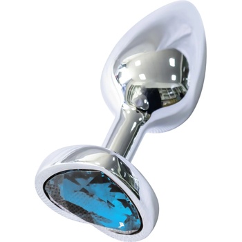 Sunfo Сънфо - метален анален плъг с форма на сърце и син камък (сребрист)