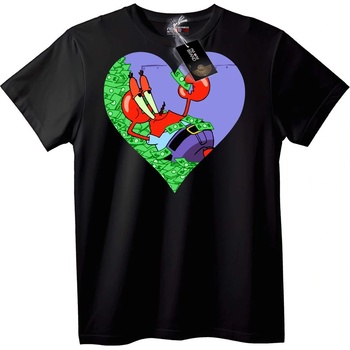 NOONEBRAND Тениска Mr. Krabs сърце и пари - L, Black