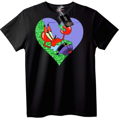 NOONEBRAND Тениска Mr. Krabs сърце и пари - L, Black
